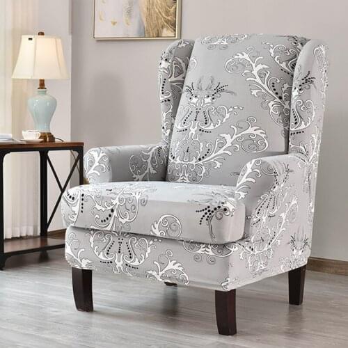 Floral Printed Wingback Chair Slipcover Stretch Spandex Office Living Room Wing Chairs Cover With Cushion Covers Home Decor