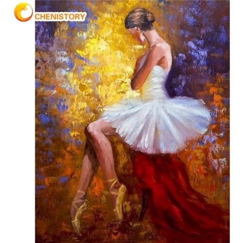 CHENISTORY Painting By Numbers Ballet Dancer Figure Oil Paint By Number Handmade Home Decoration Acrylic Drawing Canvas DIY Gift