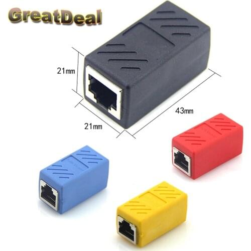 2pcs Colorful RJ45 Female to Female Network Ethernet LAN Connector Adapter Coupler Extender HY1551