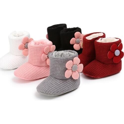 Baby Boots Winter Infants Shoes 0-1year Winter Soft Cotton Snow Boots Baby Girl Boy Bow Knot Non-slip Soft Walking Toddler Shoes