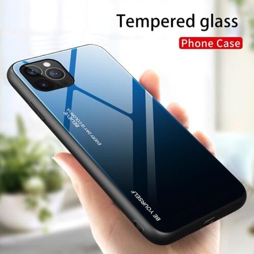 Gradient Color Tempered Glass Back Phone Case For iPhone 12 Pro Max 11 XR XS X 7 8 Plus 6 6S SE 2020 Anti-Scratch Case Cover