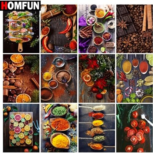 HOMFUN Square Round Drill 5D Diamond Painting Environmental Crafts Full Diamond Embroidery "Seasoning scenery" Home decor