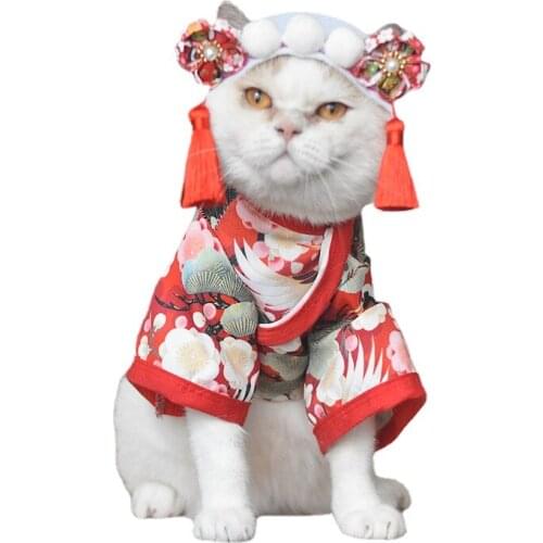 Cat Groom Kimono Pet Dog Japanese Style British Shorthair Birthday Hat Corgi Teddy Small Dog Clothes