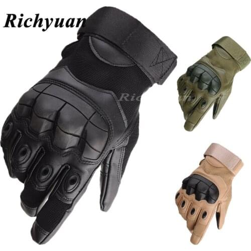Army Cut Leather Motorcycle Gloves Tactical Black Military Special Forces Full Finger Motocross Gloves Motorbike
