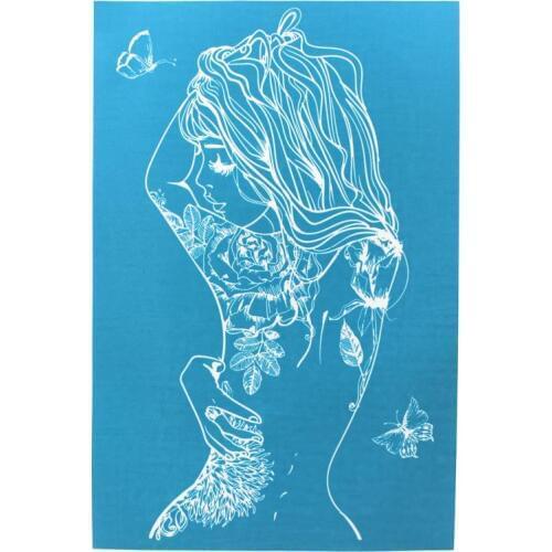 KSCRAFT Lovely Girl Self-Adhesive Stencils Printing Art Mesh Designs for DIY Card Making Home Decoration Crafts