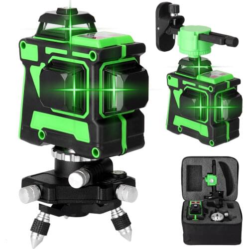 Laser Level 12 Lines 3D Laser Level Horizontal And Vertical Cross Lines Self-Leveling 360 Laser Level Super Powerful Green Beam