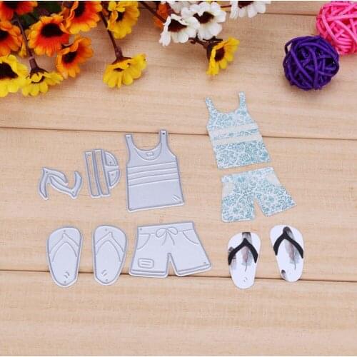 Summer Sleeveless Shorts Flip Flops Metal Cutting Dies For DIY Scrapbooking Decorative and Card Making Embossing Craft 2021 New