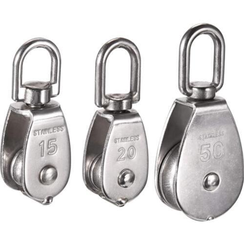 M15 M20 M25 M32 M50 M75 M100 Lifting Crane Swivel Hook Single Pulley Block Hanging Wire Towing Wheel 304 Stainless Steel