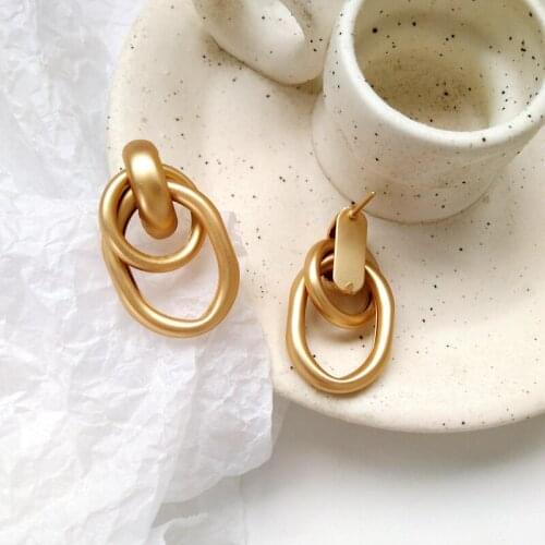 Metal texture aestheticism street snap stud earrings joker tide female stud earrings creative irregular geometrical earrings