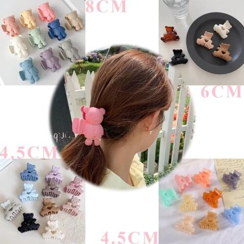 Fashion Candy Color Bear Hair Claw Clip Kawaii Girl Heart Cartoon Hairpin Korea New Ins Lovely Sweet Hair Accessories for Women