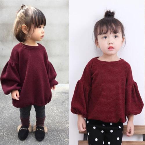 Toddler Baby Girl Fashion Lantern Sleeves Sweater Tops Clothes Kids Baby Girls Outfits Casual Tops Baby Girl Clothing
