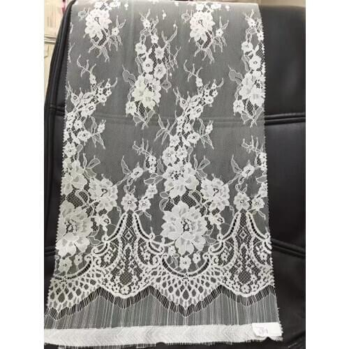 Chantilly eyelash soft lace bridal dresses fabrics wide scallop eyelash lace fabrics 3 meters piece lace