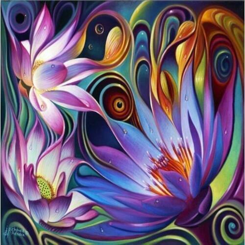Diy FULL Diamond Painting cross stitch Kits diamond Embroidery arts and crafts Colorful lotus abstract picture pattern