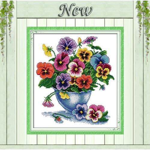 Beautiful Six color flower,Pattern printed on the fabric DMC 11CT 14CT Cross Stitch kits,needlework Set hand made diy embroidery