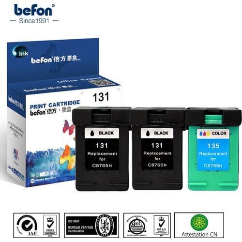 Befon 3 Pack Ink cartridge replacement for HP 131 135 for HP Deskjet 5743 5940 5943 6843 6940 Photosmart 2573 2613 PSC 1600 1613