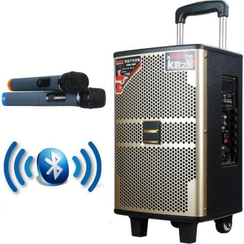 New Bluetooth Outdoor Speaker 8''Bass & 3.5''Treble Big Speaker with Wheels Stereo Echo Subwoofer Portable Louderspeaker USB TF