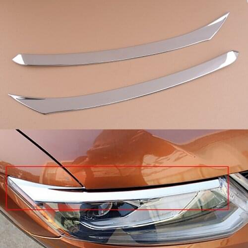 New Car Chrome Exterior Front Head Light Lamp Eyebrow Trim Strip fit for Nissan X-Trail T32 2014 2015 2016 Decoration