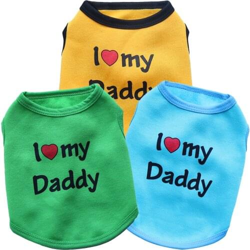 Puppy Clothes Fleece Vest Sweater Printed Letters I Love Daddy Comfortable and Warm T-shirt Shirt Outerwear Pet Clothing