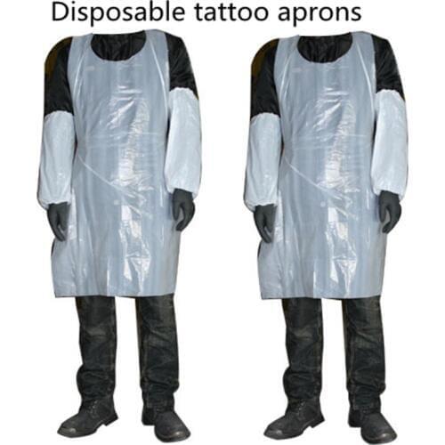 100 pcs/lot Disposable Poly Aprons Plastic Transparent Cleaner Sanitary Tattoo Apron For Tattoo Body Art & Household Daily Use