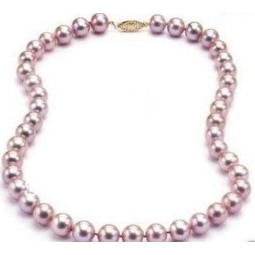 Free shipping NATURAL 18"8-9MM AAA ROUND SOUTH SEA GENUINE PINK LAVENDER PEARL NECKLACE See original listing
