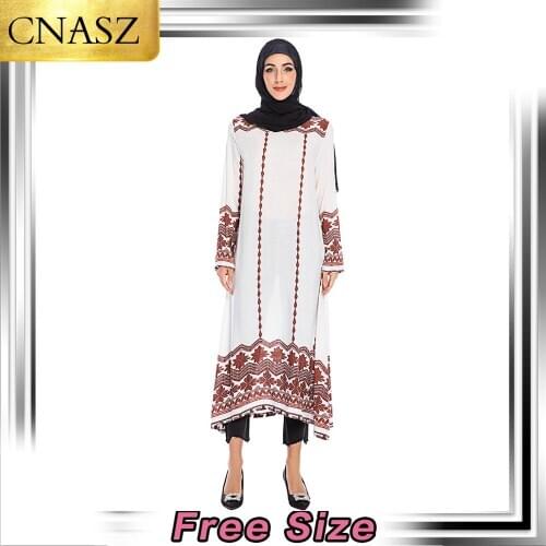 Fashion Muslim Print Abaya Full Dresses Kimono Middle East Ramadan Arab Islamic Clothing Turkey Dubai Long Sleeve Dress