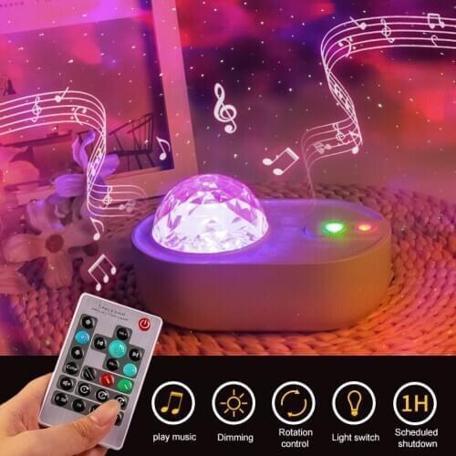 Holiday Colorful Projector Bluetooth USB Voice Control Music Player Night Light Romantic Projection Lamp Birthday Gift