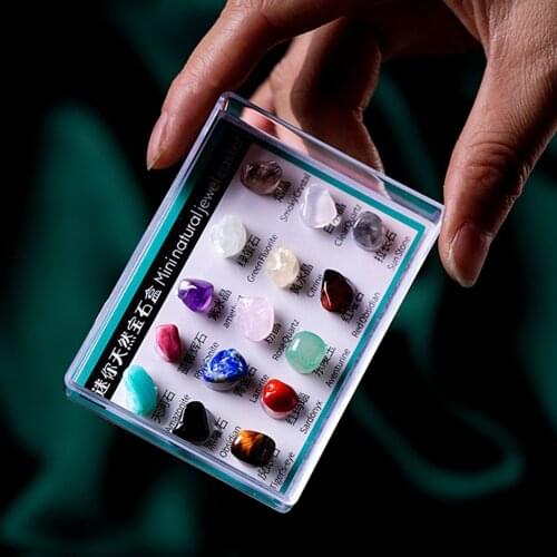 Natural Ancient Rock Gemstone Collection Box Quartz Crystal Mineral Specimen Kit