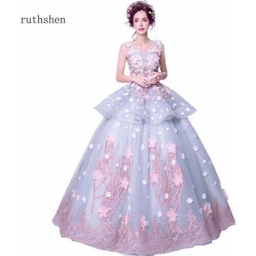 Ruthshen Charming Vestidos Quinceanera Dresses Ruffle Flowers Organza Sweet 15 Masquerade Ball Gowns With Sleeveless 2020