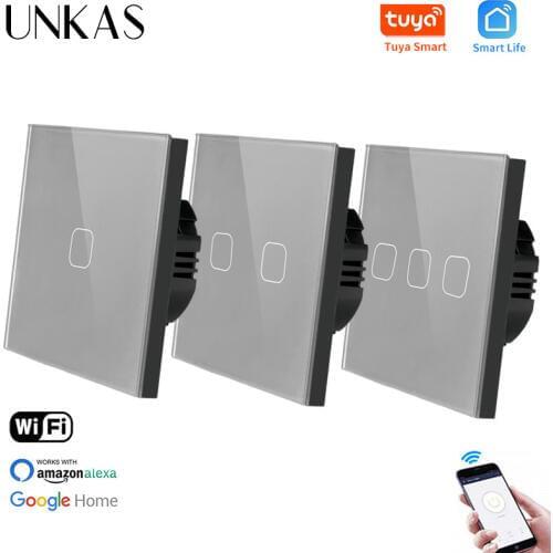 Minitiger EU Standard 1/2/3 Gang Tuya/Smart Life WiFi Light Touch Switch for Google Home Wireless Control Touch Light Switch