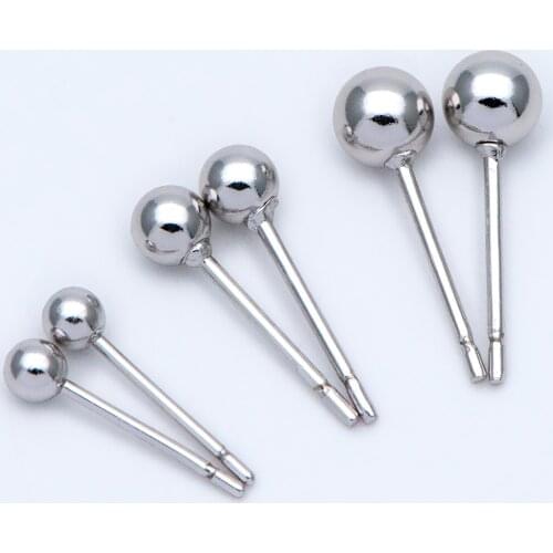 20pcs Ball Stud Earrings 3/4/5mm, Rhodium plated Brass Simlpe Earring (GB-1361)