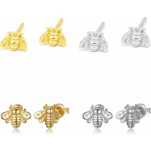 925 Silver Ear Needle New Tiny Insect Stud Earring Piercing Rock Punk Fashion Piercing Gold Color Earrings Pendiente Animal