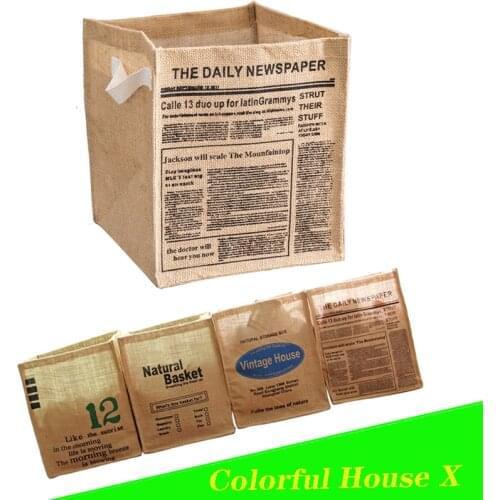 Closet Desktop Organizer Folding Jute Storage Box Large Capacity Sorting Basket Organizer For Clothes Things For The Home Yellow