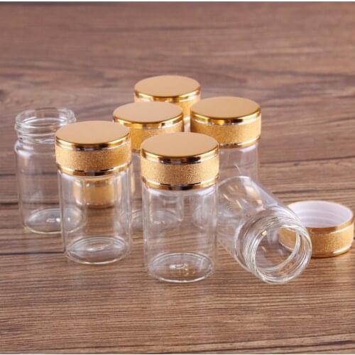 5pcs 20ml 30*50mm Glass Bottles with Golden Frosted Caps Glass vessels Perfume Bottles Ink Bottles Glass Vials for Wedding Favor