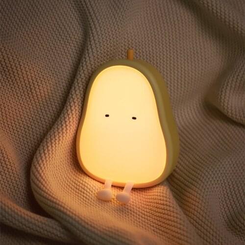 2021 New Pear Sleep Lamp Holiday Gifts for Kids Child Bedroom Decor Silicone Adjustable Led Night Light for Home USB Cute Lamp