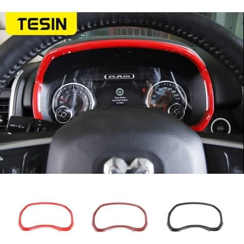 TESIN Car Interior Meter Display Cover Trim for Dodge Ram Car Dashboard Trim Frame Stickers Accessories For Dodge Ram 1500 2018