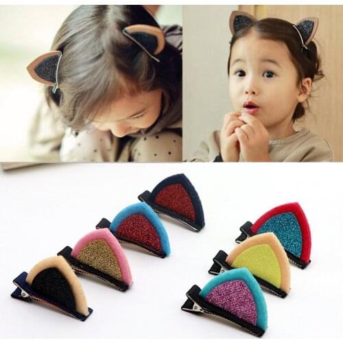 10PCS/Lot Little Girls Barrettes Cute Cat Ears Hair Clip Children Safety Hairpin Headband For Kids Hair Accessories