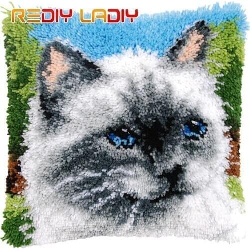 DIY Latch Hook Cushion Moon Cats Pillow Case Crochet Hobby & Crafts Acrylic Yarn for Embroidery Cushion Cover Sofa Bed Pillow