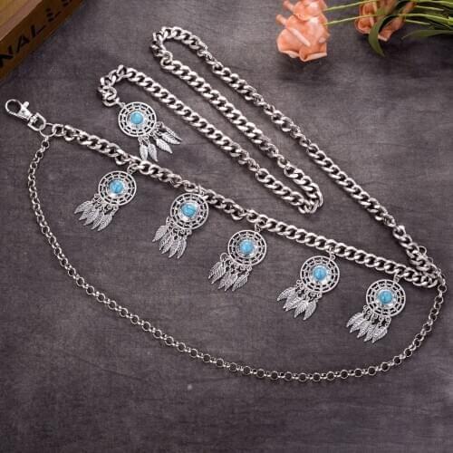 European and American fashion pine stone circle pendant waist chain dance flower belt lady waist chain 2 color