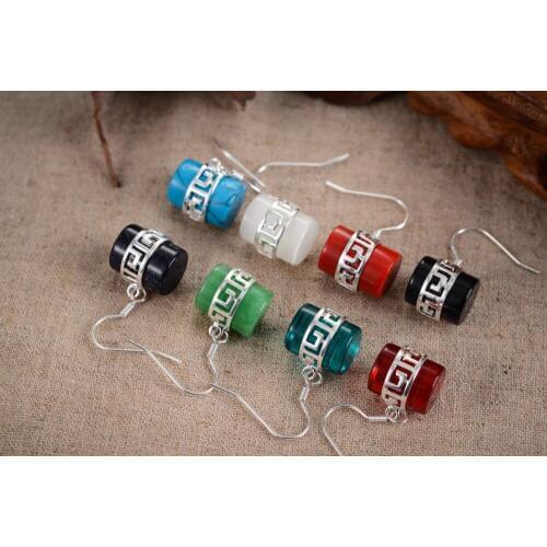 Pendientes long sterling jewelry earring Natural Green gem Stud Earrings for women jewelry