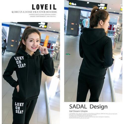 Autumn and spring new Fashion women suit womens tracksuits casual set with a hood fleece sweatshirt two pieces set