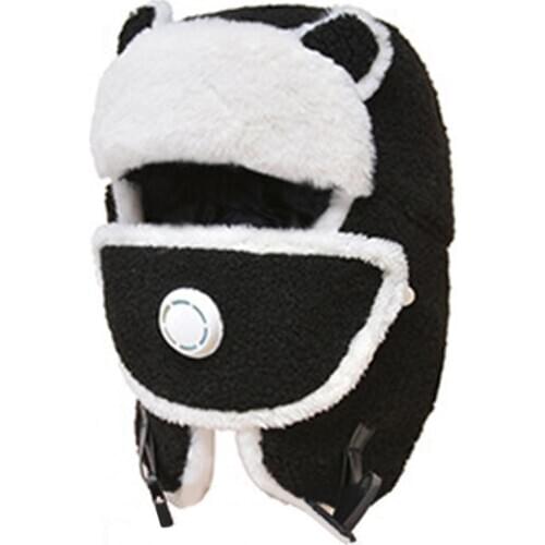 Winter Warm Faux Lambswool Earflap Windproof Face Cover Hat with Breathing Valve