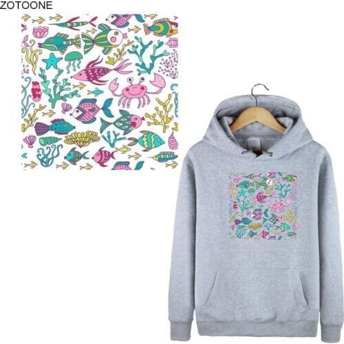 ZOTOONE Seaweed Fish Patches Iron on Patch for Clothes Sticker for Kids Heat Transfers Washable Applications DIY Appliques G