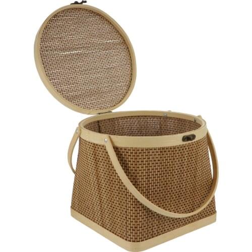 1 Pcs Bamboo Gift Basket Multipurpose Picnic Basket Storage Basket with Lid