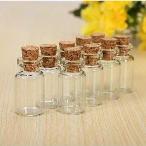 10/50X Clear Small Cork Stopper Mini Glass Vial Jars Containers Bottles 0.5~5ML