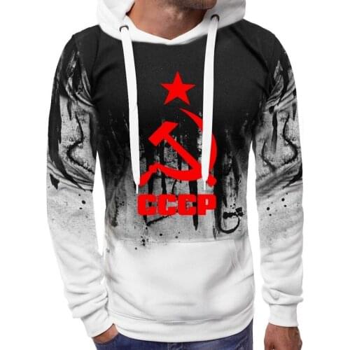 2021 Gradient Men Hoodies Unique CCCP Russian USSR Soviet Union Print Hooded Mens Jacket Sweatshirt Casual Fashion Tracksuits K