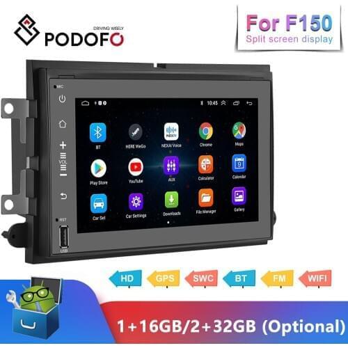 Podofo Android 2 Din Car Radio multimedia player For F150 F250 F350 Fusion Taurus Freesatr MKX Mark LT GPS 2DIN 7'' Stereo