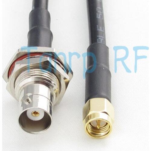 Free shipping! 200CM BNC female nut bulkhead to SMA male 6FEET RG58 extension cable RF connector 2M Pigtail coax jumper cable