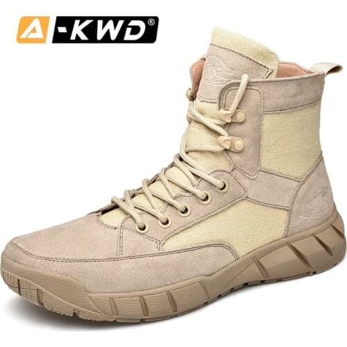 Fashion Men Winter Boots Casual High Top Work Shoes Men Cow Suede Man Shoe Tactical Boots Men Military Shoes Male Footwear 38-46