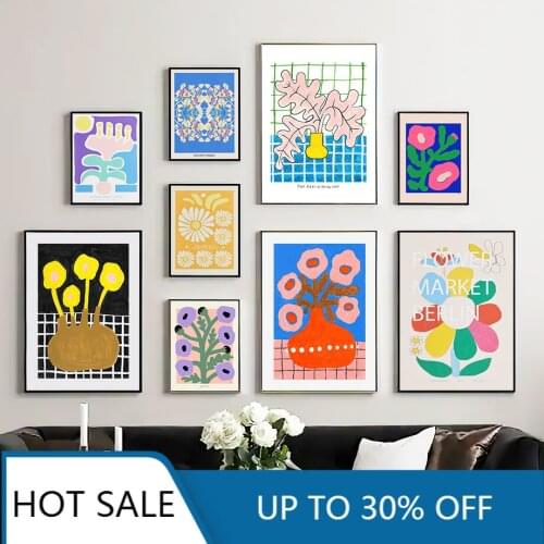 Color Flower Market Minimalist Wall Art Canvas Painting Nordic Posters And Prints Abstract Decor Pictures For Home Decoration