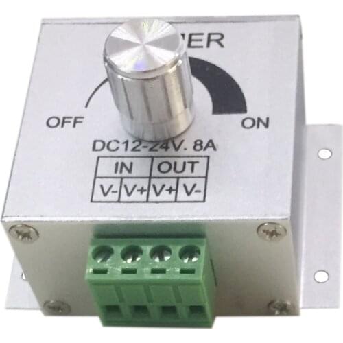 DC12-24V 8A Aluminum LED Strip Dimmer PWM Dimming Controller for LED Lights Lamps or Ribbon Adjustable Control